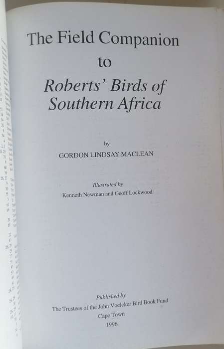 Field companion to Roberts birds of Southern Africa