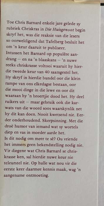 Chriskras, `n tweede keur deur Chris Barnard