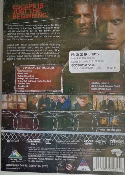 Prisonbreak the complete first season dvd *sealed*
