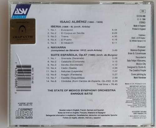 Albeniz: Iberia and Suite Espanola cd