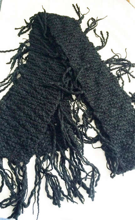 Wool Black scarf - Very long!