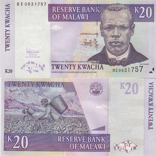 MALAWI 20 KWACHA 2007 P NEW UNC