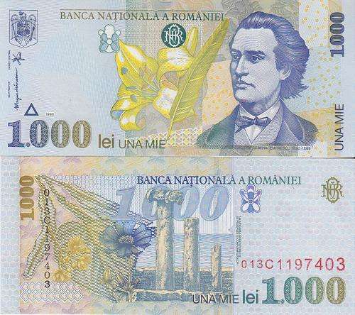 ROMANIA 1000  LEI 1998 P 106 UNC