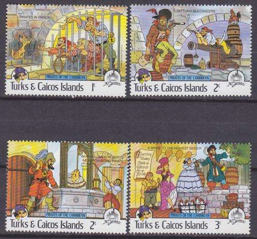 4 DISNEY STAMPS - PIRATES OF THE CARIBBEAN - TURKS & CAICOS ISLANDS - MNH