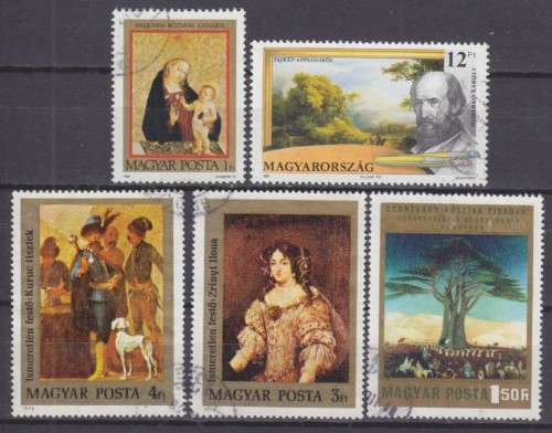 5 BEAUTIFUL THEMATIC STAMPS - PAINTINGS - HUNGARY