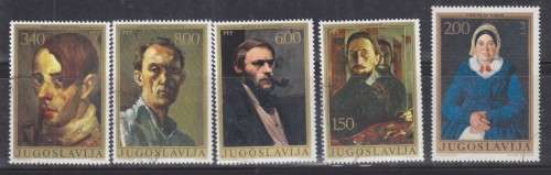 5 BEAUTIFUL THEMATIC STAMPS - PAINTINGS - PORTRAITS - YUGOSLAVIA
