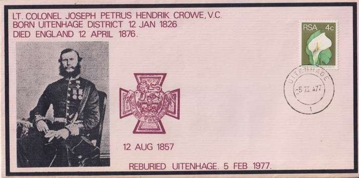 STARTING AT R10!!  Joseph Petrus Hendrik Crowe (1826-1876) VICTORIA CROSS - 1977. SEE DESCRIPTION