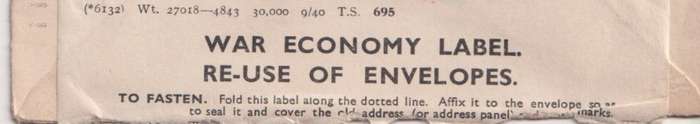 STARTING AT R10!!  GREAT BRITAIN COVER WORLD WAR II - 1940 - WAR ECONOMY LABEL