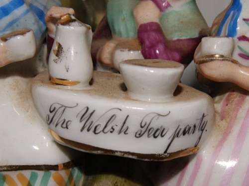 *REDUCED* German Porcelain `The Welsh Tea Party` Figurine Vase Planter