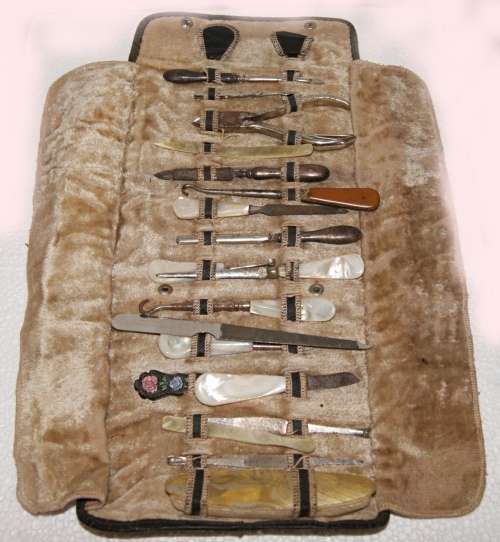 *REDUCED* Extremely Rare Antique Manicure/ Beauticians Tool Set in Velvet Case