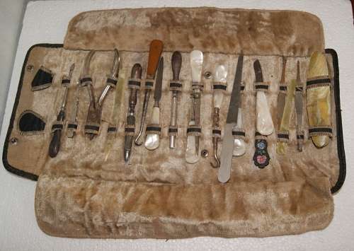 *REDUCED* Extremely Rare Antique Manicure/ Beauticians Tool Set in Velvet Case