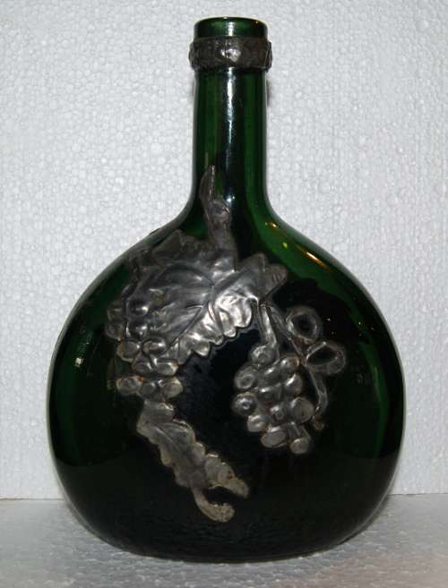 *REDUCED* Pewter on Glass Wine Bottle