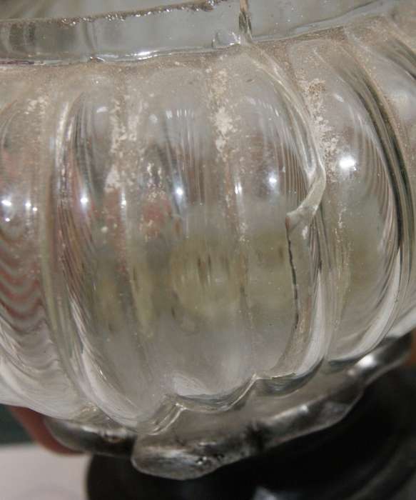 Vintage Metal and Fluted Glass Potpourri Holder