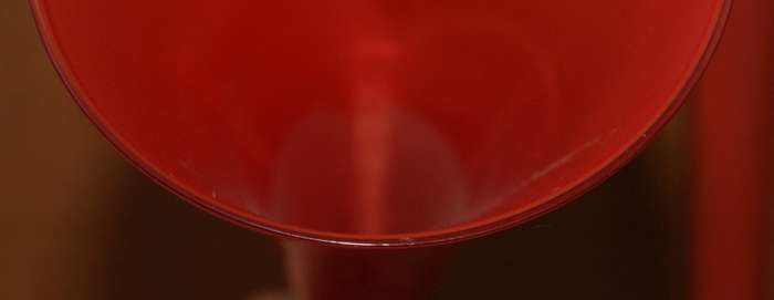 Pair of Red Glass Champagne Flutes
