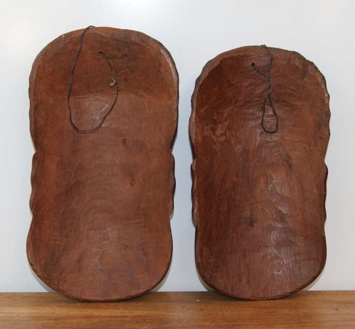 Pair of Hand Carved Male and Female Wooden Masks
