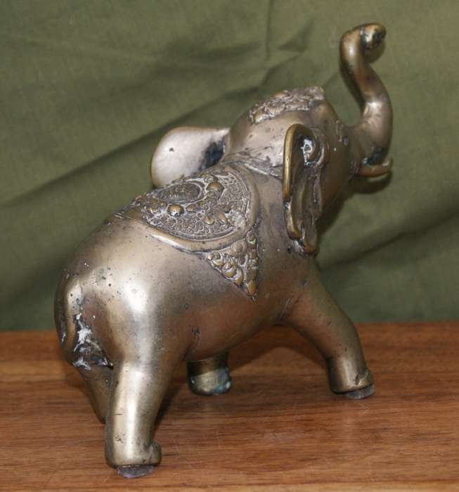 Vintage Cast Brass Indian Elephant with Bell on its Neck