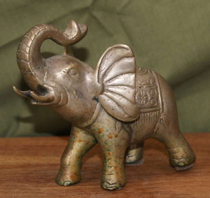Vintage Cast Brass Indian Elephant (Trumpeting)
