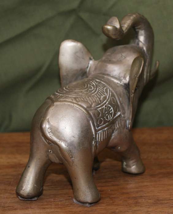 Vintage Cast Brass Indian Elephant (Trumpeting)