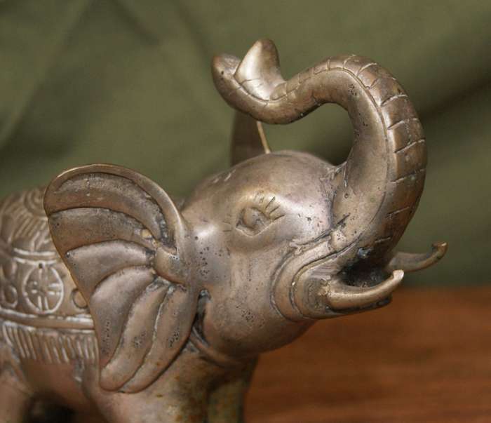 Vintage Cast Brass Indian Elephant (Trumpeting)