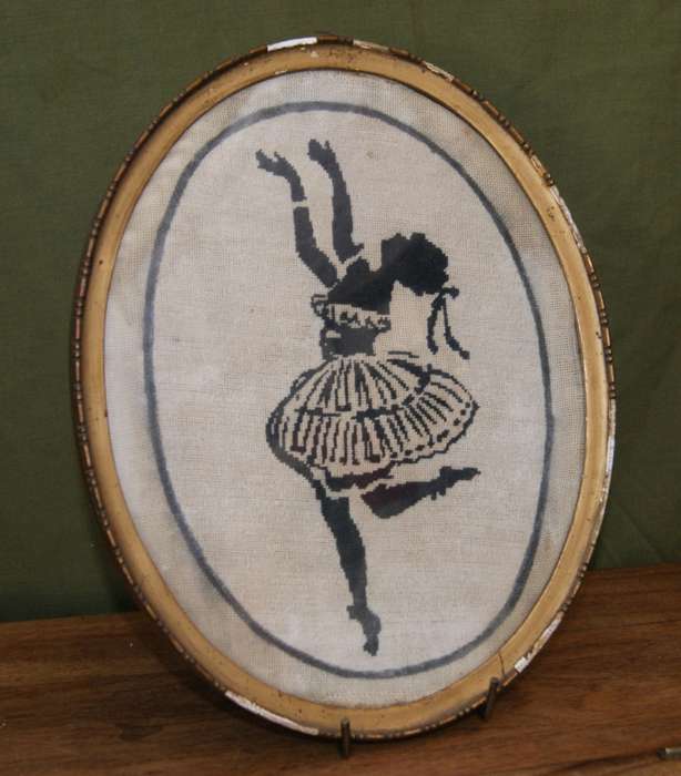 Vintage Oval Lady Needlework