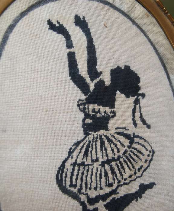 Vintage Oval Lady Needlework
