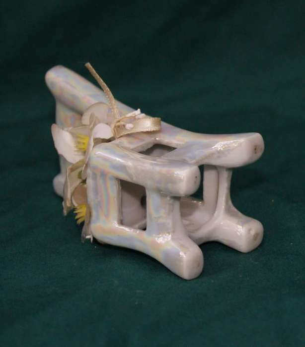 Vintage Porcelain Chair Ornament with Material Flowers