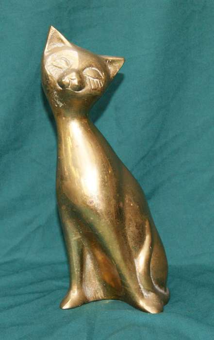 Large Vintage Brass Cat