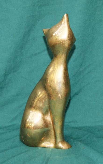 Large Vintage Brass Cat