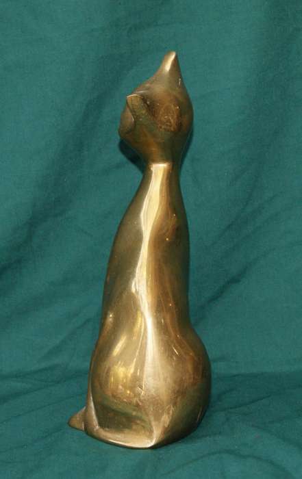 Large Vintage Brass Cat