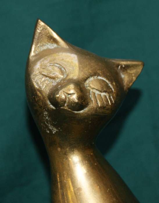 Large Vintage Brass Cat