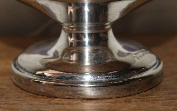 Vintage Manco Plate Pierced Sugar Bowl with Original Blue Glass Insert