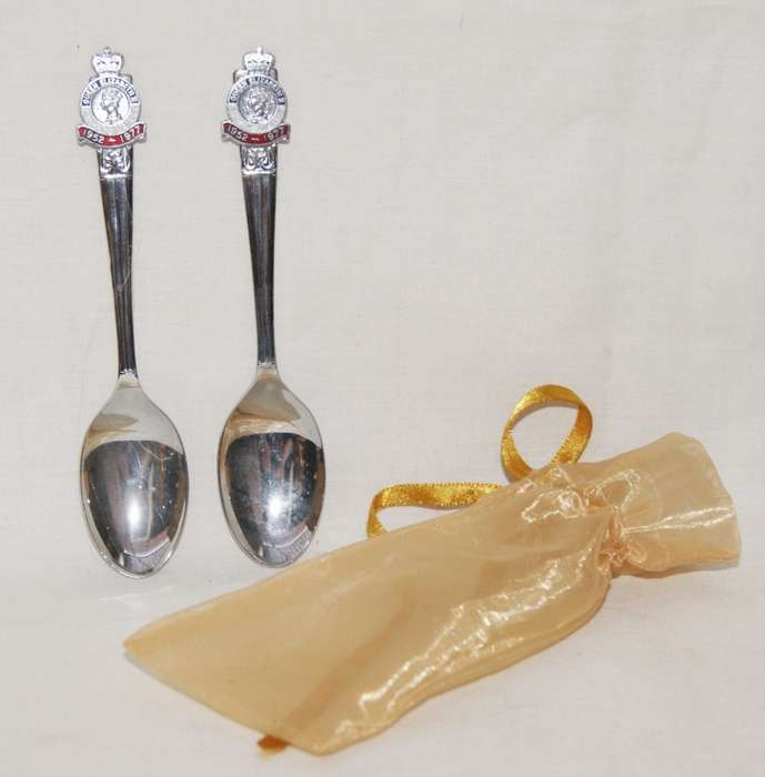 Queen Elizabeth Silver Jubilee Teaspoon x2