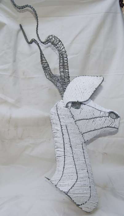 Hand Made Hanging Beaded Buck Head