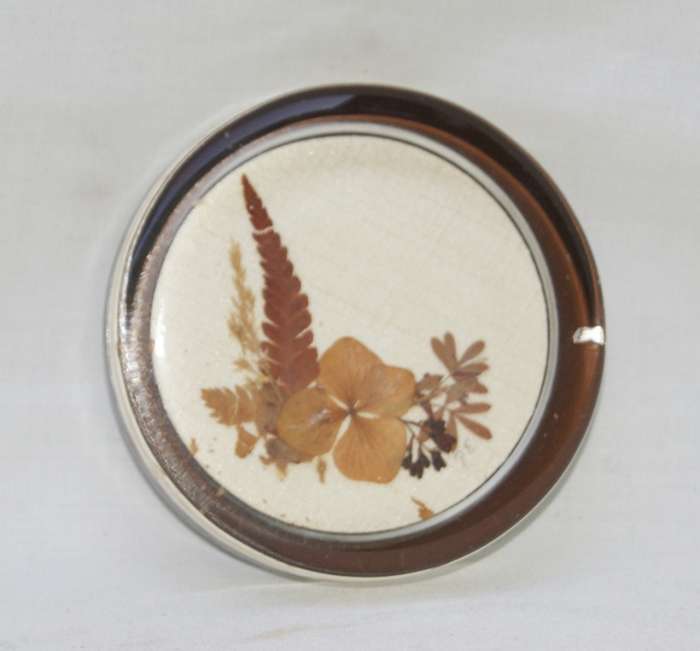 Vintage Glass Paperweight with Dried Flowers