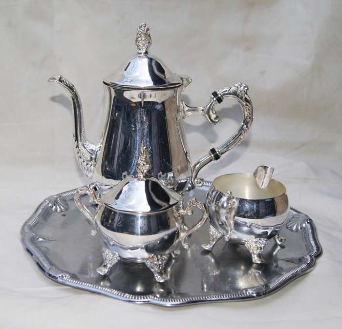4 Piece Silver Plated Tea Set including Tray