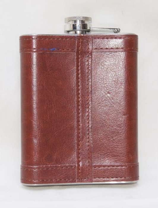 Leather and Stainless Steel 8oz Angelo Hip Flask