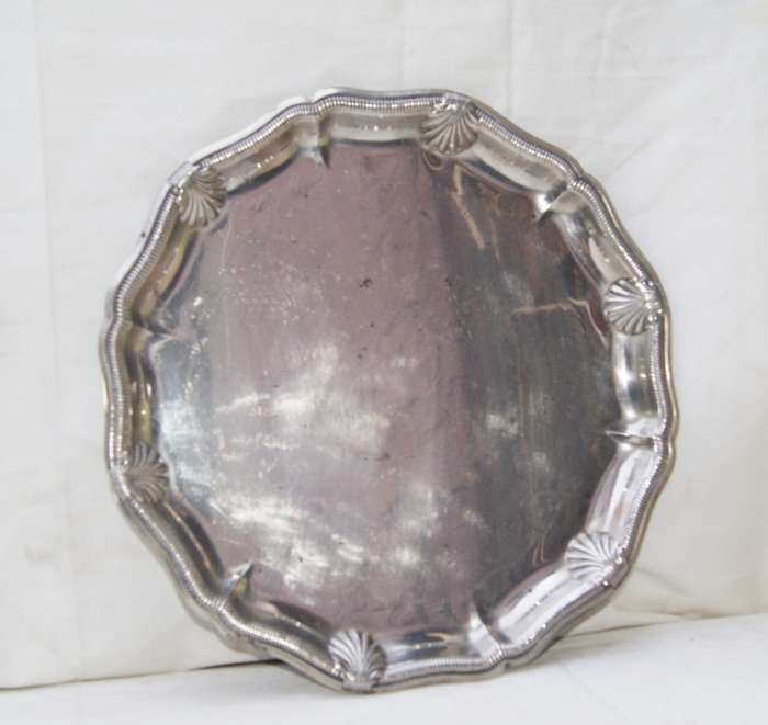 Vintage Silver Plated Scallop Edged Round Tray