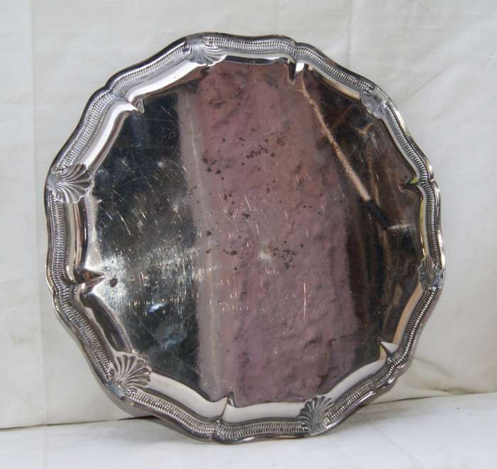 Vintage Silver Plated Scallop Edged Round Tray