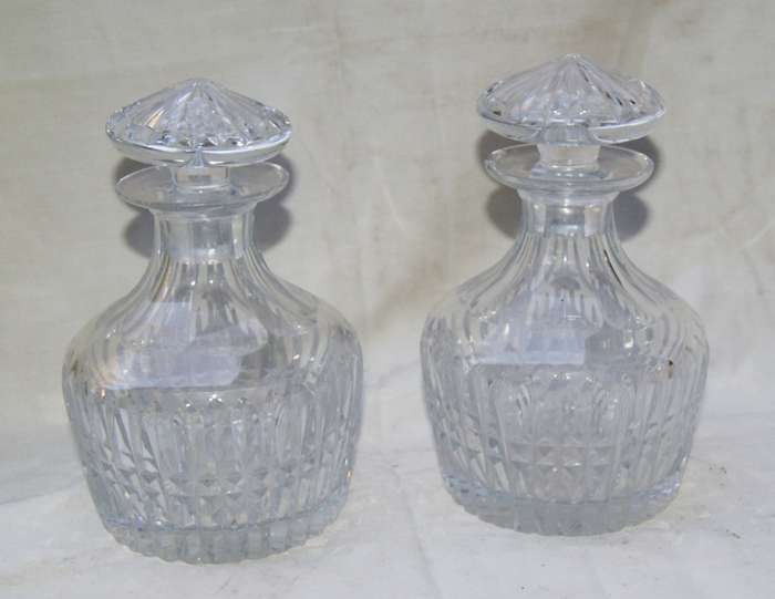 Pair of Matching Hand Cut Crystal Decanters