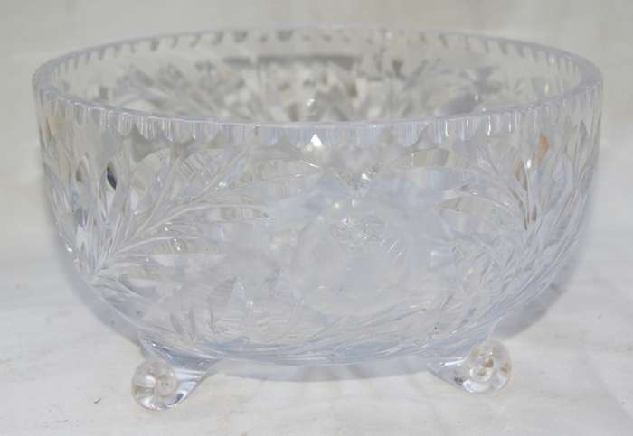 Round Rosecut Crystal Bowl (Repaired)