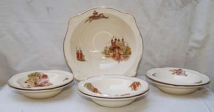6 Johnson Bros "Victoria" Bowls (Large Serving Bowl Restored and Free)