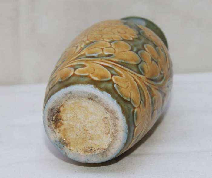 Vintage High Relief Brown Floral Ceramic Vase