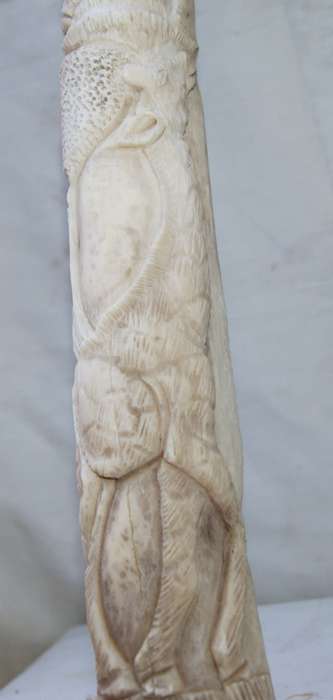 Antique Hand Carved Giraffe Bone African Scene