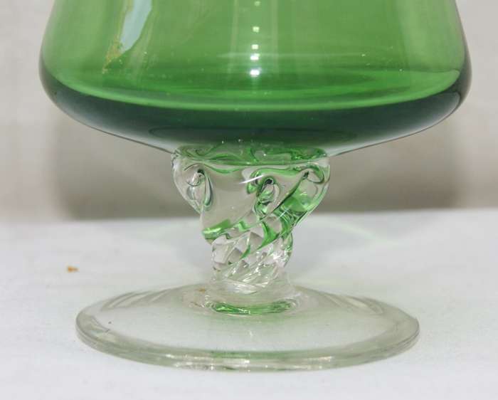 Vintage Emerald Venetian Glass Decanter