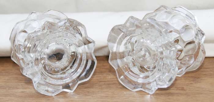 Vintage Pair of Moulded Glass Candle Holders