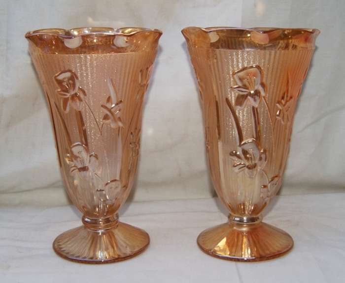 Pair of Carnival Glass Vases
