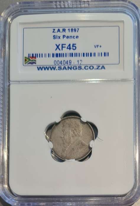 ZAR 1897 6p XF45 rare VF+