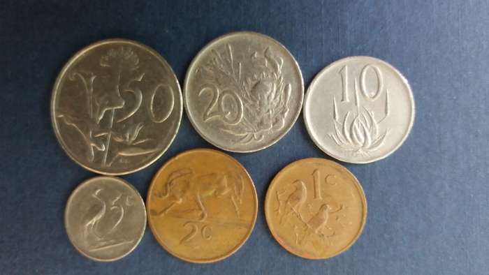 South Africa 1976 Coin Set includes 50c, 20c, 10c, 5c, 2c & 1c * JJ. Fouche all circulated coins*