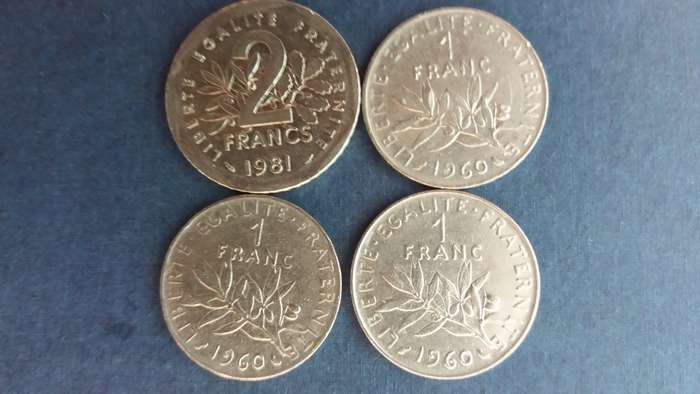 France 1960 3 x 1 Francs & 1981 2 Francs * 4 x Coins*