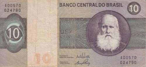 BRAZIL 10 CRUZEIROS 1970 P193a SIGN17 F